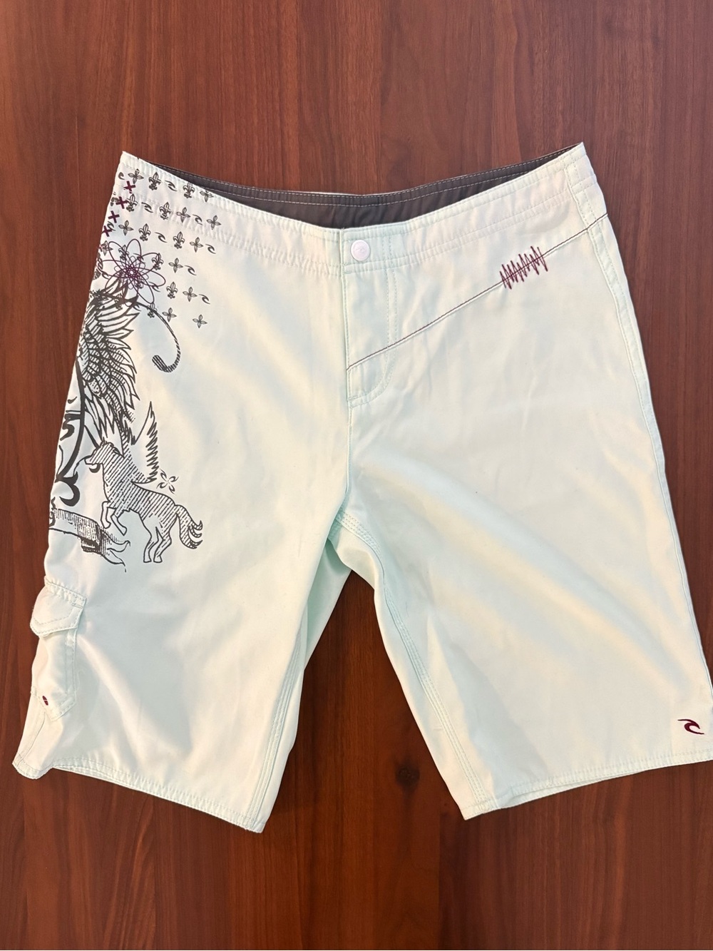 Rare vintage rip curl board short in light aqua blue